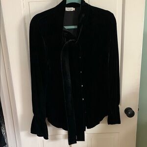 Tasha Polizzi Black Velvet Blouse with Tie